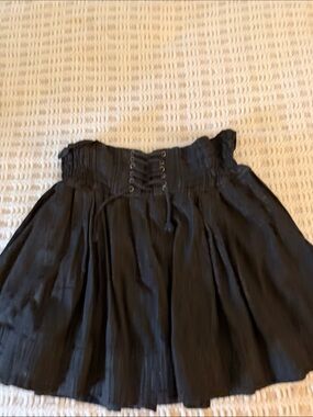 HWY Jeans Black Corset Lace-Up High Waist Pleated Mini Skirt Size L
